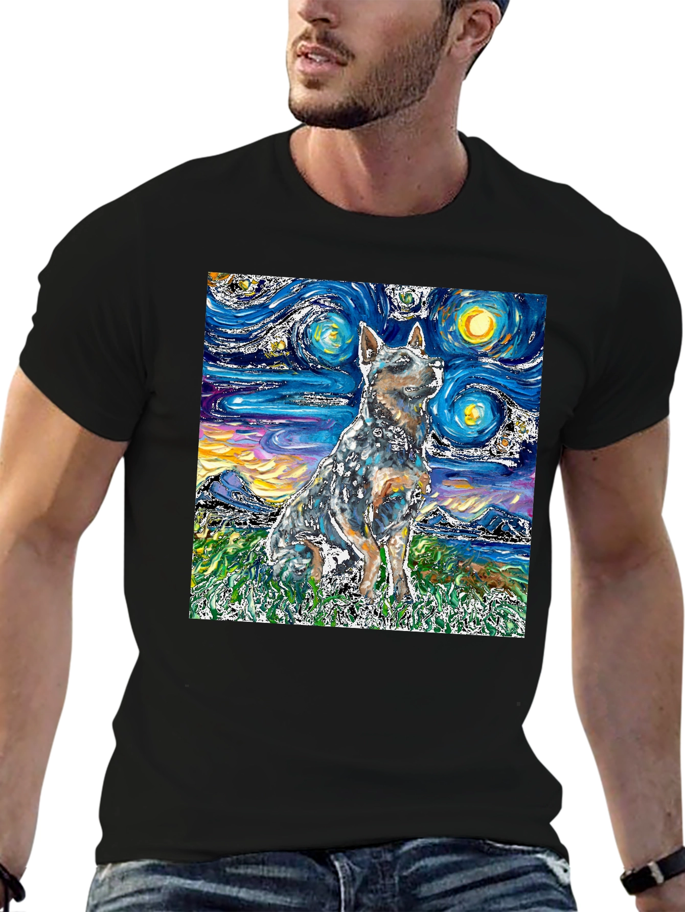 Starry Night Dog T-Shirt - Artistic Pet Tee