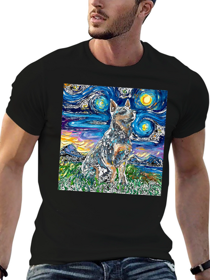 Starry Night Dog T-Shirt - Artistic Pet Tee