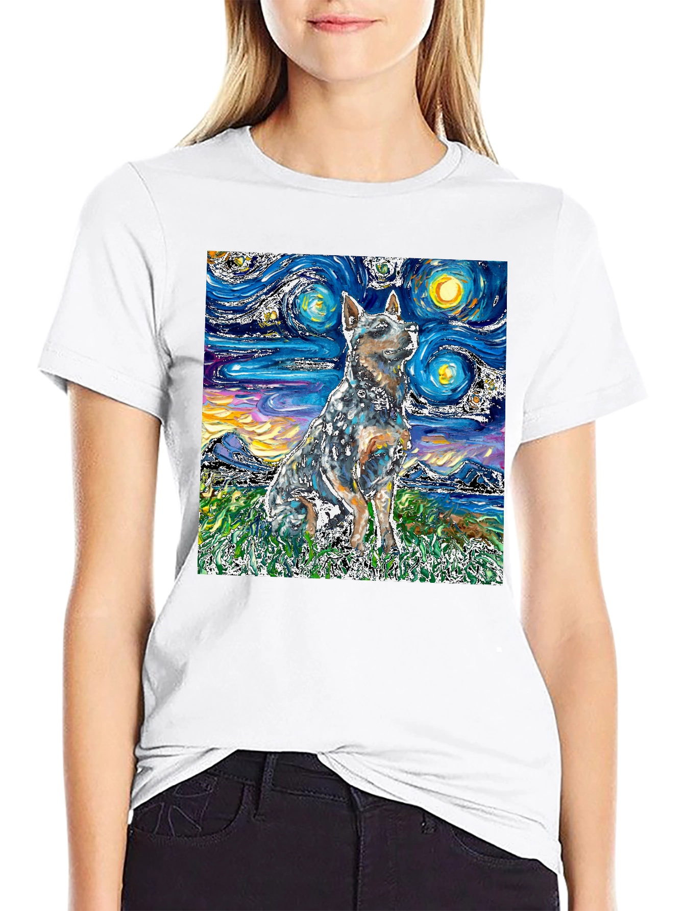 Starry Night Dog T-Shirt - Artistic Pet Tee