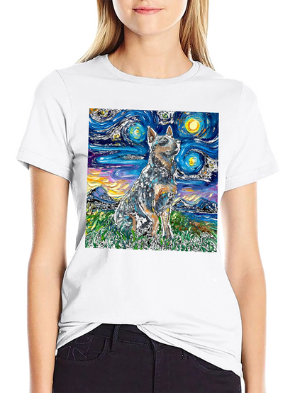 Starry Night Dog T-Shirt - Artistic Pet Tee