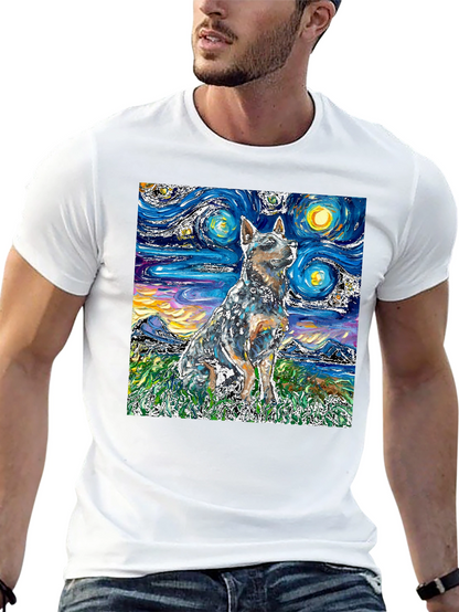 Starry Night Dog T-Shirt - Artistic Pet Tee
