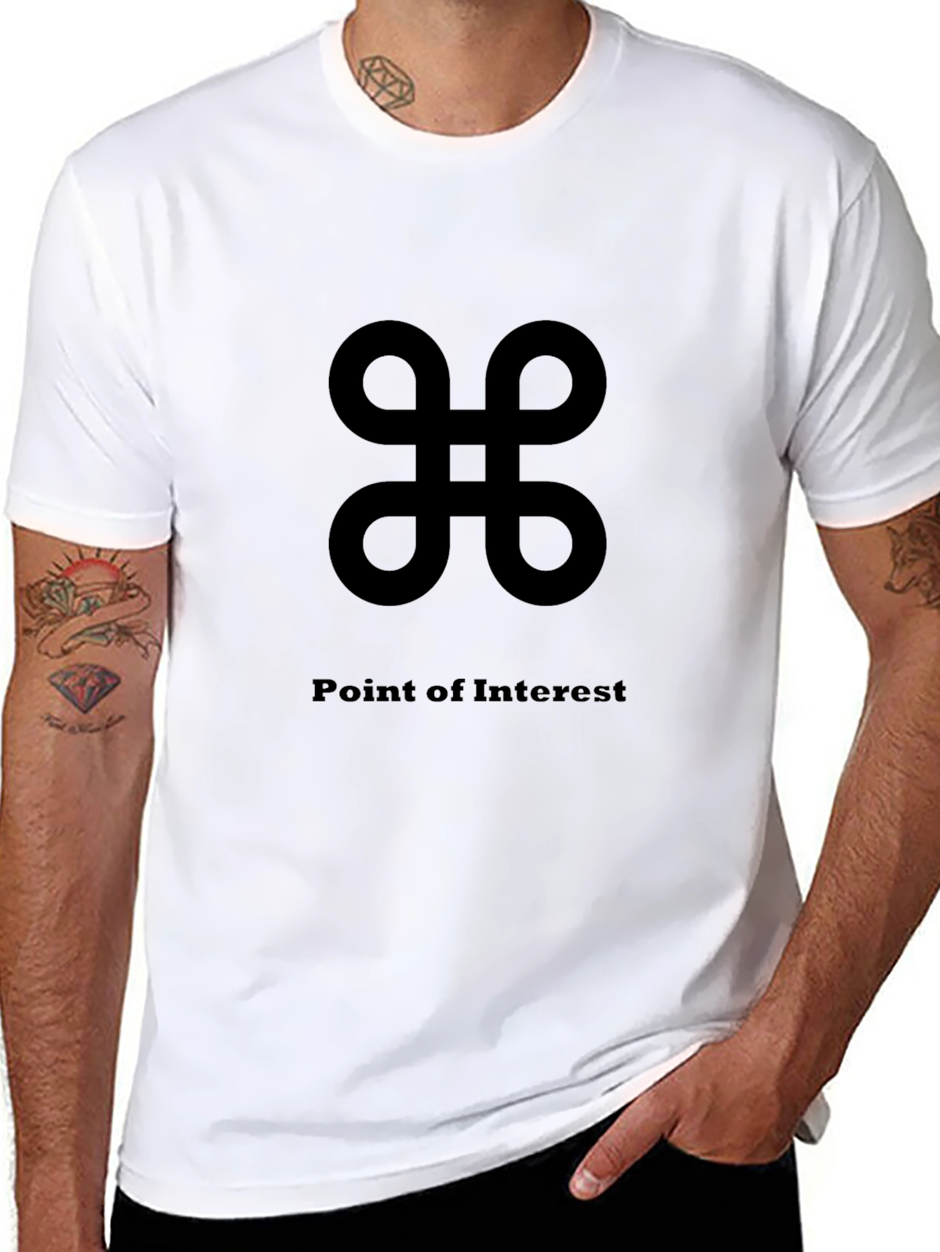 Stylish Black T-Shirt - Point of Interest Design