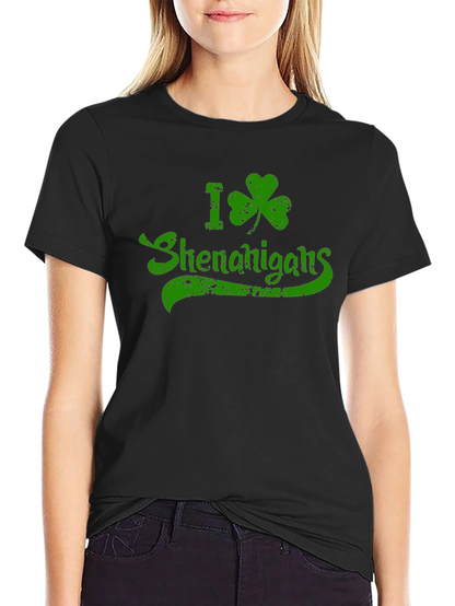 I Shamrock Shenanigans St. Patricks Day Black T-Shirt