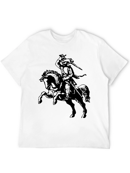 Black T-Shirt with Horse Rider Graphic