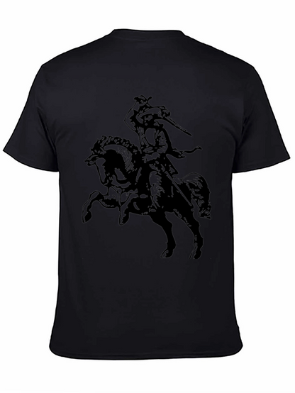 Black T-Shirt with Horse Rider Graphic
