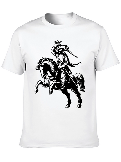 Black T-Shirt with Horse Rider Graphic