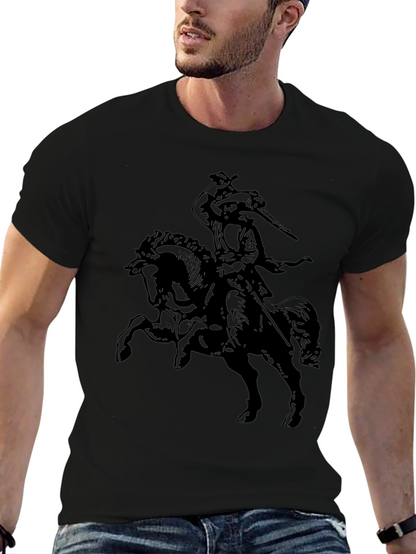 Black T-Shirt with Horse Rider Graphic