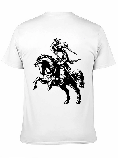 Black T-Shirt with Horse Rider Graphic