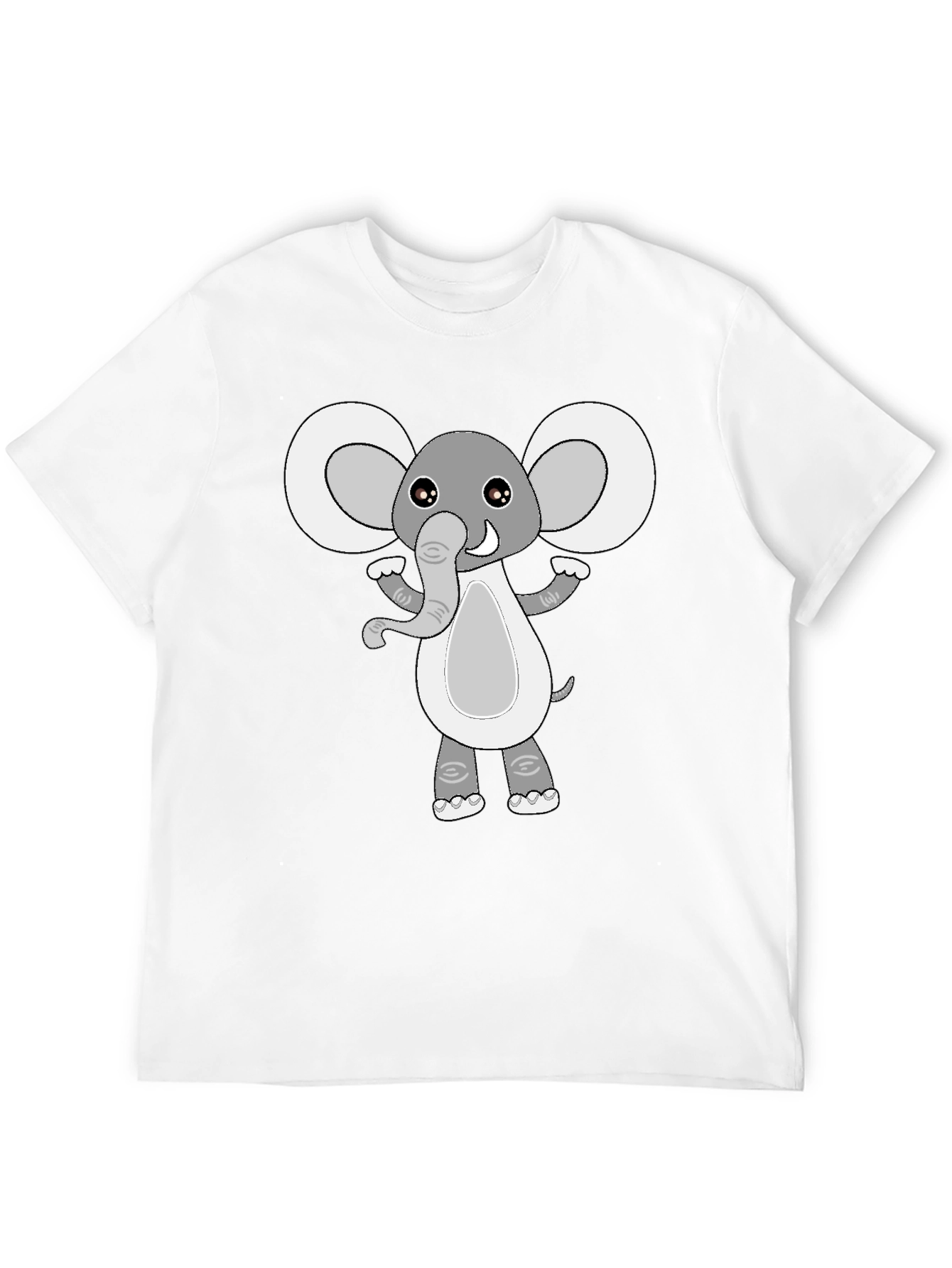 Cute Elephant Graphic Black T-Shirt