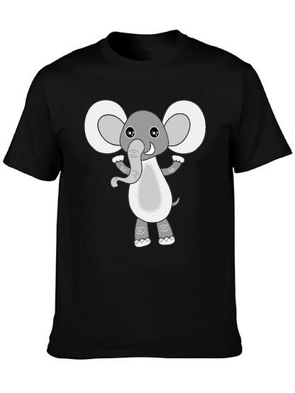 Cute Elephant Graphic Black T-Shirt
