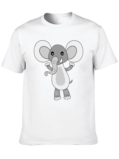 Cute Elephant Graphic Black T-Shirt