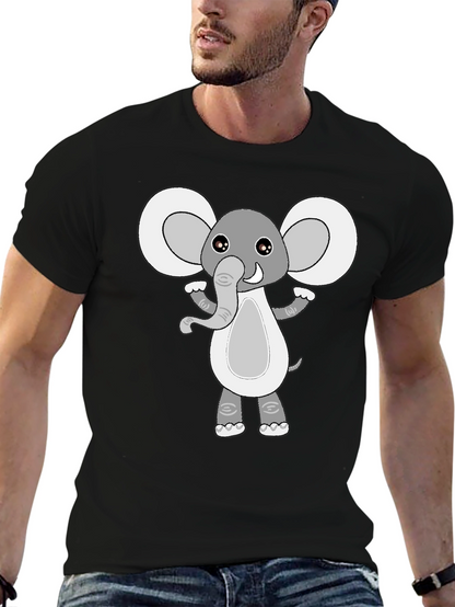 Cute Elephant Graphic Black T-Shirt