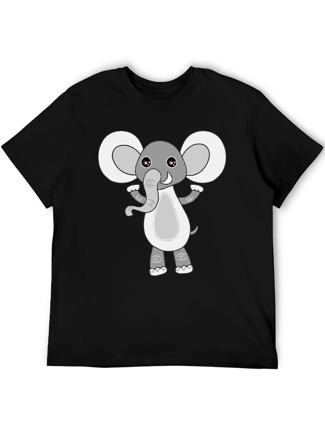 Cute Elephant Graphic Black T-Shirt