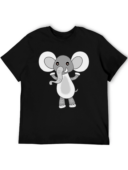 Cute Elephant Graphic Black T-Shirt