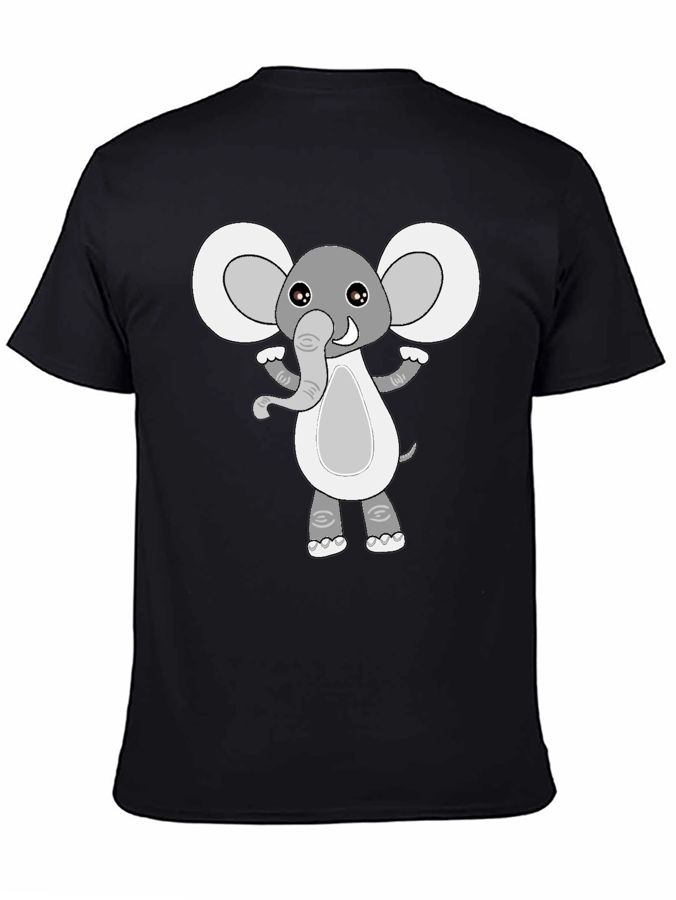 Cute Elephant Graphic Black T-Shirt