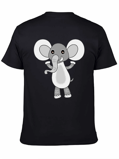 Cute Elephant Graphic Black T-Shirt