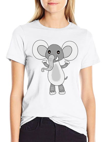 Cute Elephant Graphic Black T-Shirt