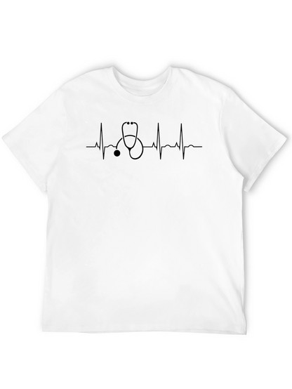 Heartbeat Stethoscope Black T-Shirt