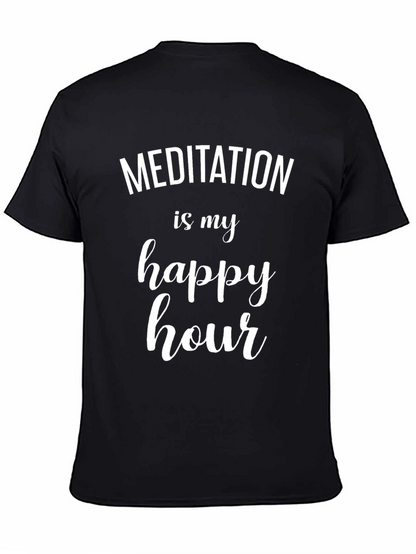 Meditation is My Happy Hour Black T-Shirt