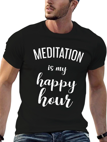 Meditation is My Happy Hour Black T-Shirt