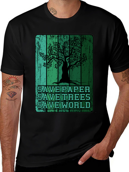 Eco-Friendly Save Paper Save Trees Graphic T-Shirt