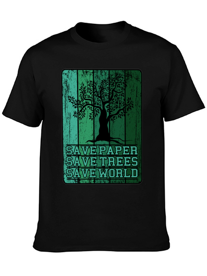Eco-Friendly Save Paper Save Trees Graphic T-Shirt