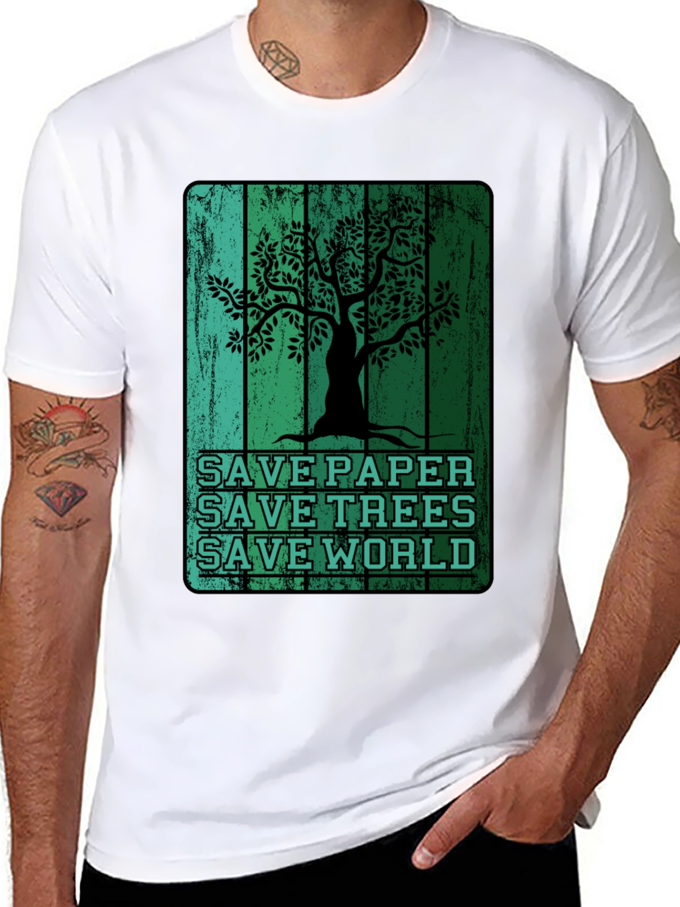 Eco-Friendly Save Paper Save Trees Graphic T-Shirt