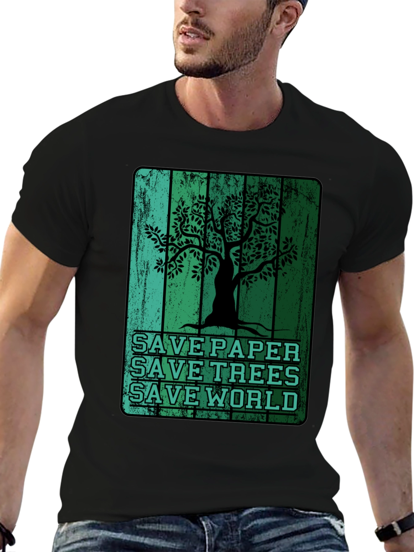 Eco-Friendly Save Paper Save Trees Graphic T-Shirt