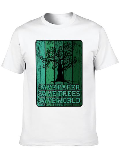Eco-Friendly Save Paper Save Trees Graphic T-Shirt