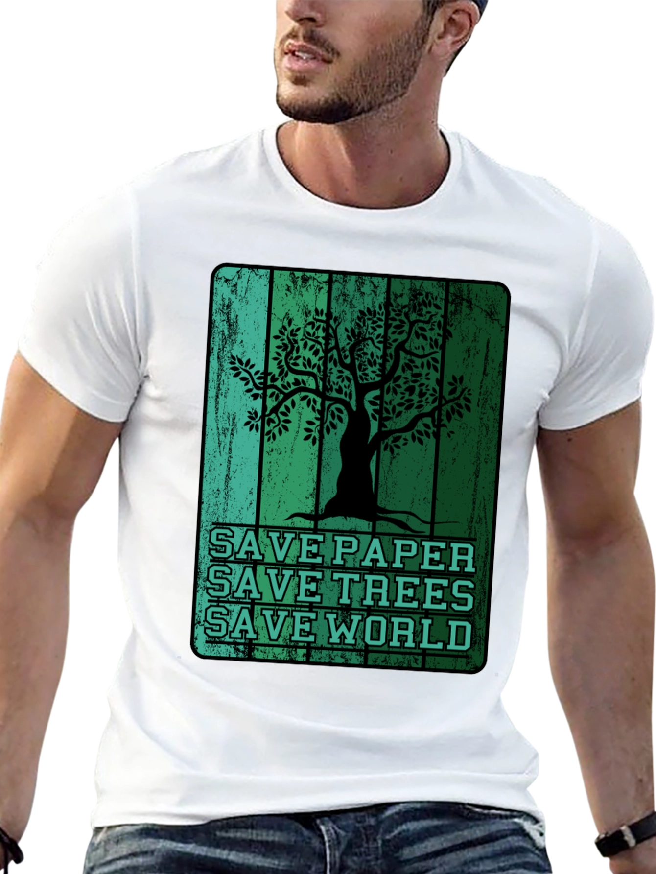 Eco-Friendly Save Paper Save Trees Graphic T-Shirt