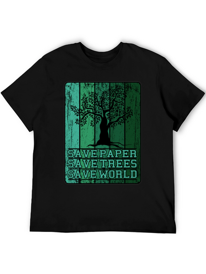 Eco-Friendly Save Paper Save Trees Graphic T-Shirt