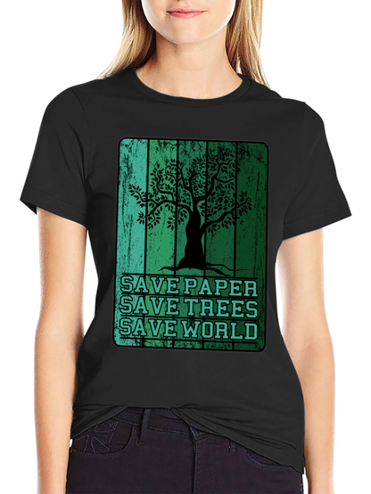 Eco-Friendly Save Paper Save Trees Graphic T-Shirt