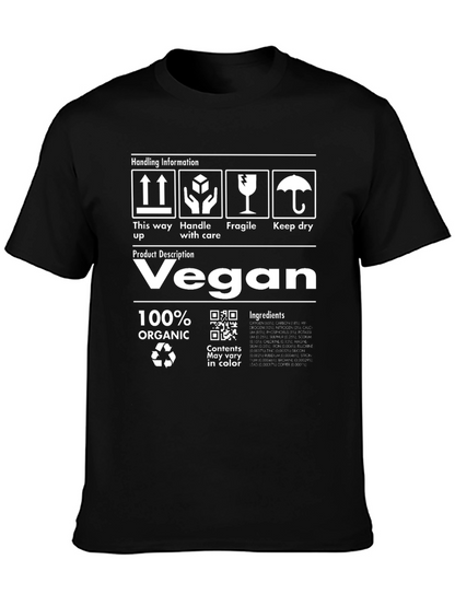 Vegan 100% Organic Handling Information Black T-Shirt