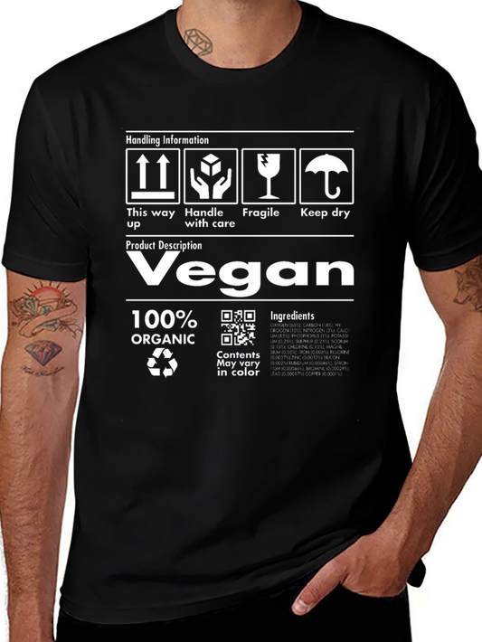 Vegan 100% Organic Handling Information Black T-Shirt