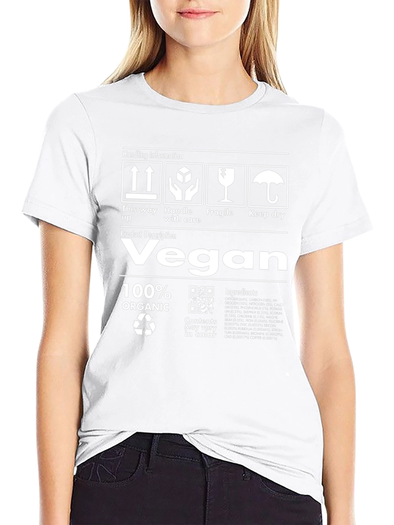 Vegan 100% Organic Handling Information Black T-Shirt