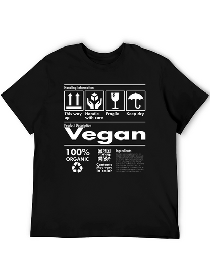 Vegan 100% Organic Handling Information Black T-Shirt