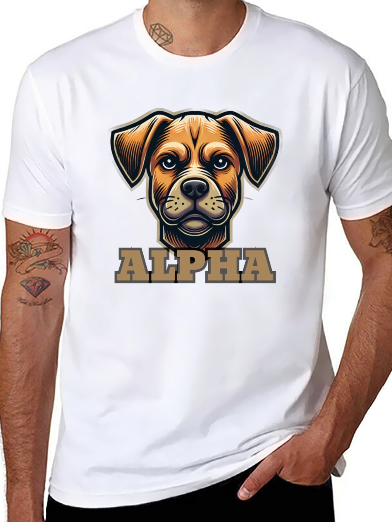 Alpha Dog Graphic T-Shirt - Black Crew Neck