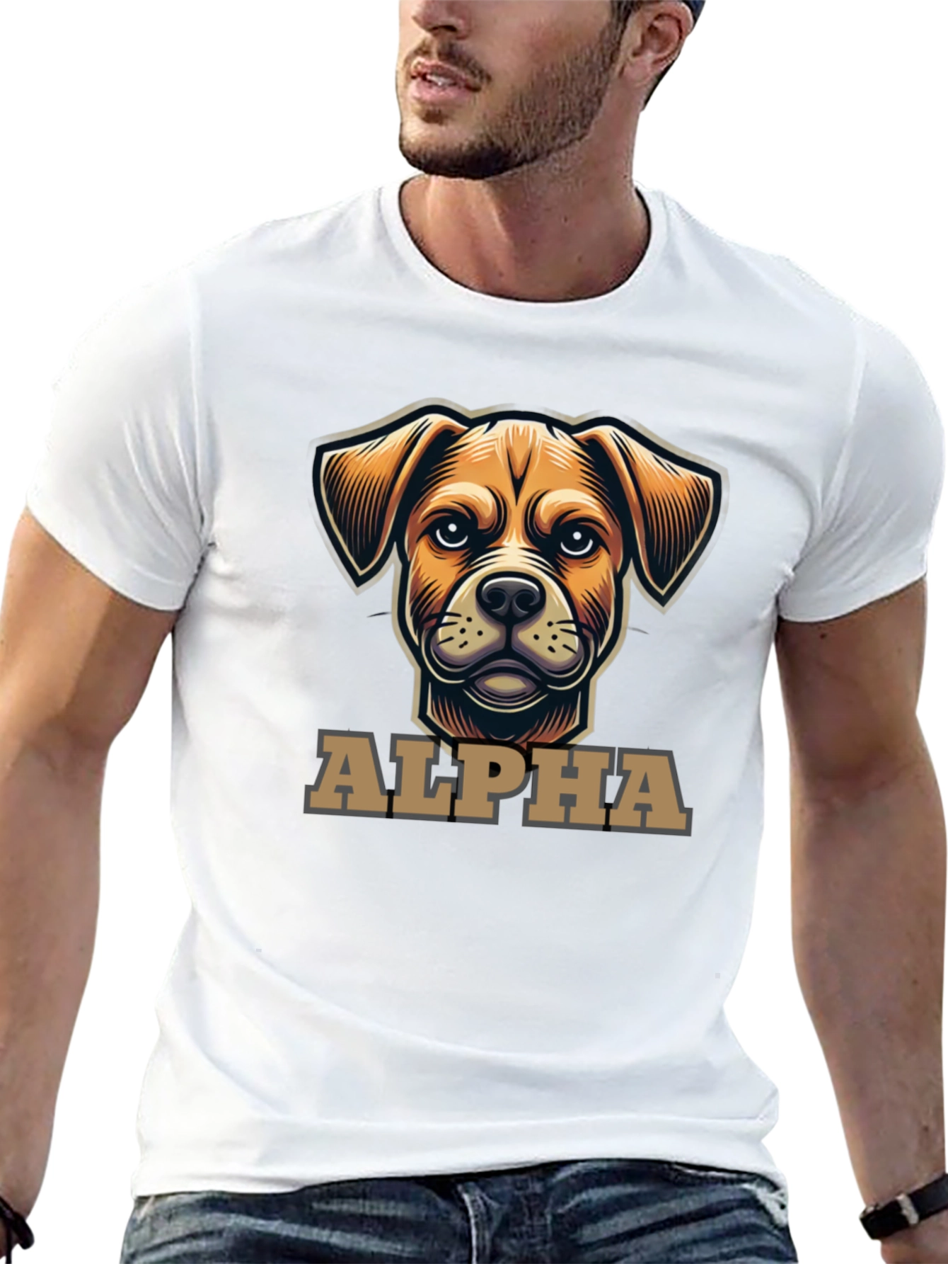 Alpha Dog Graphic T-Shirt - Black Crew Neck