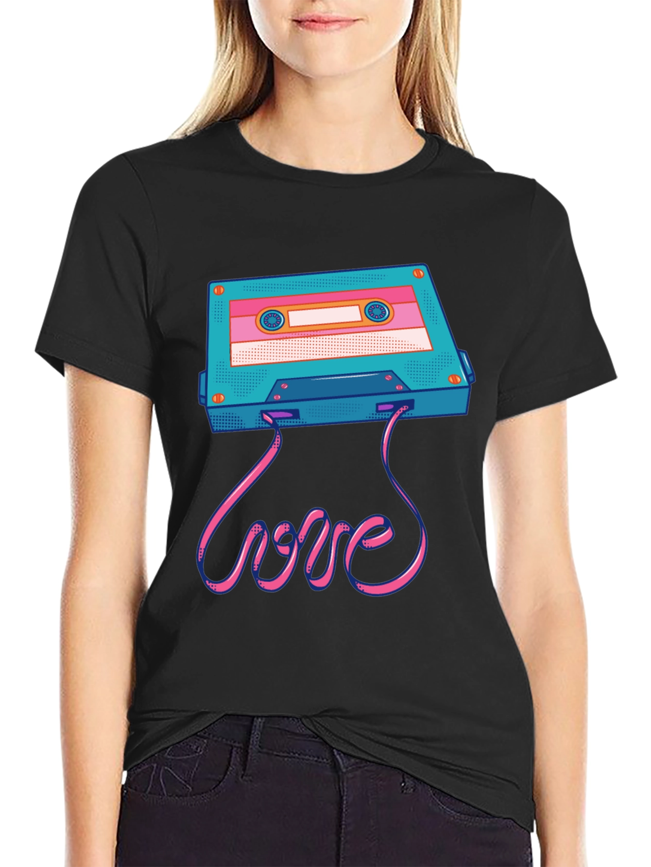 Retro Cassette Tape Love Graphic T-Shirt