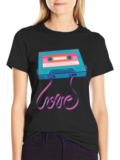 Retro Cassette Tape Love Graphic T-Shirt