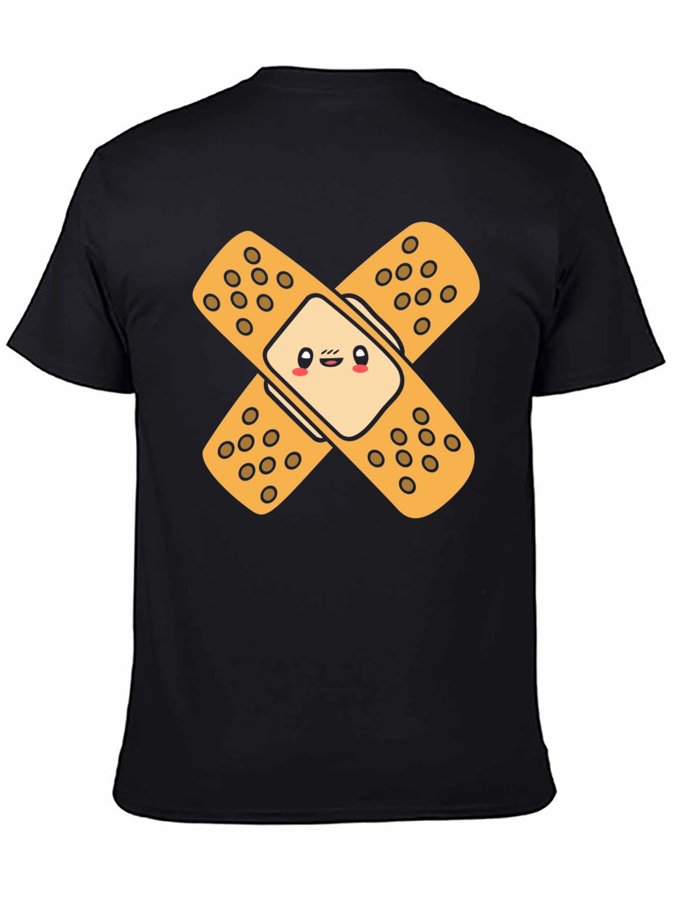 Cute Band-Aid Graphic Black T-Shirt