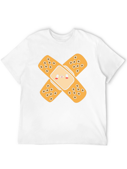 Cute Band-Aid Graphic Black T-Shirt