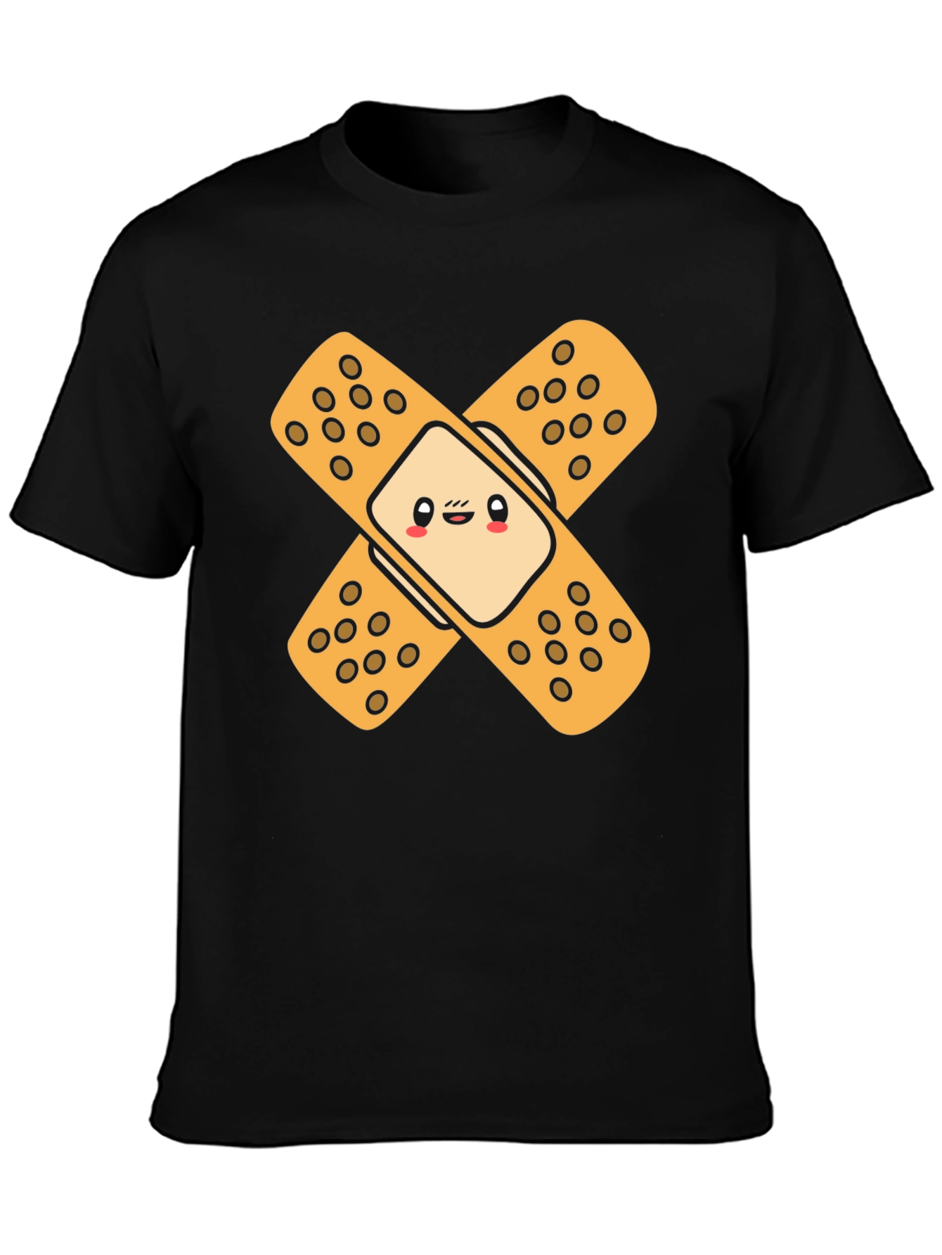 Cute Band-Aid Graphic Black T-Shirt