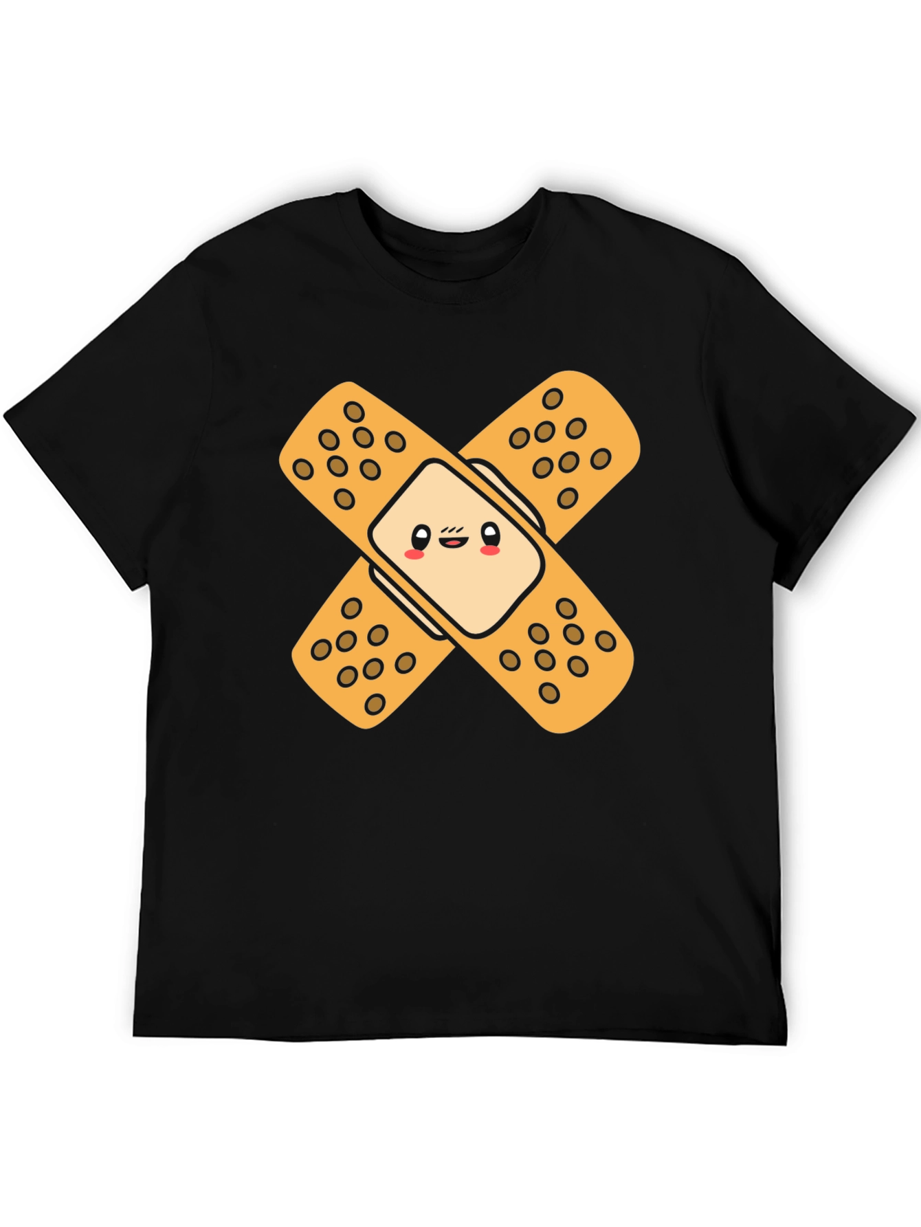 Cute Band-Aid Graphic Black T-Shirt