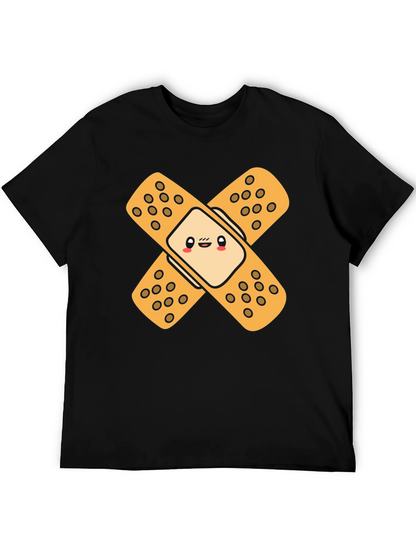 Cute Band-Aid Graphic Black T-Shirt