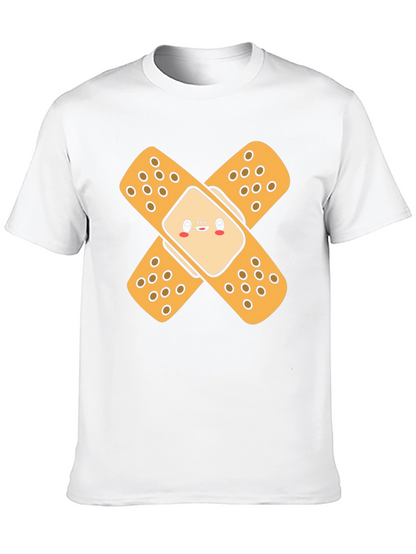 Cute Band-Aid Graphic Black T-Shirt