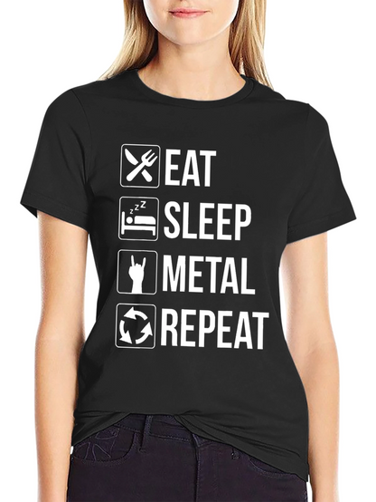 Eat Sleep Metal Repeat Graphic T-Shirt