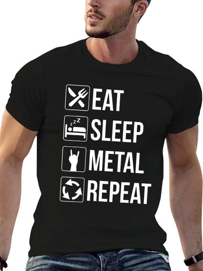 Eat Sleep Metal Repeat Graphic T-Shirt