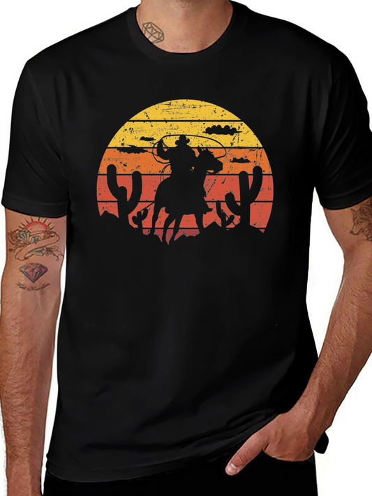 Vintage Cowboy Sunset Graphic T-Shirt
