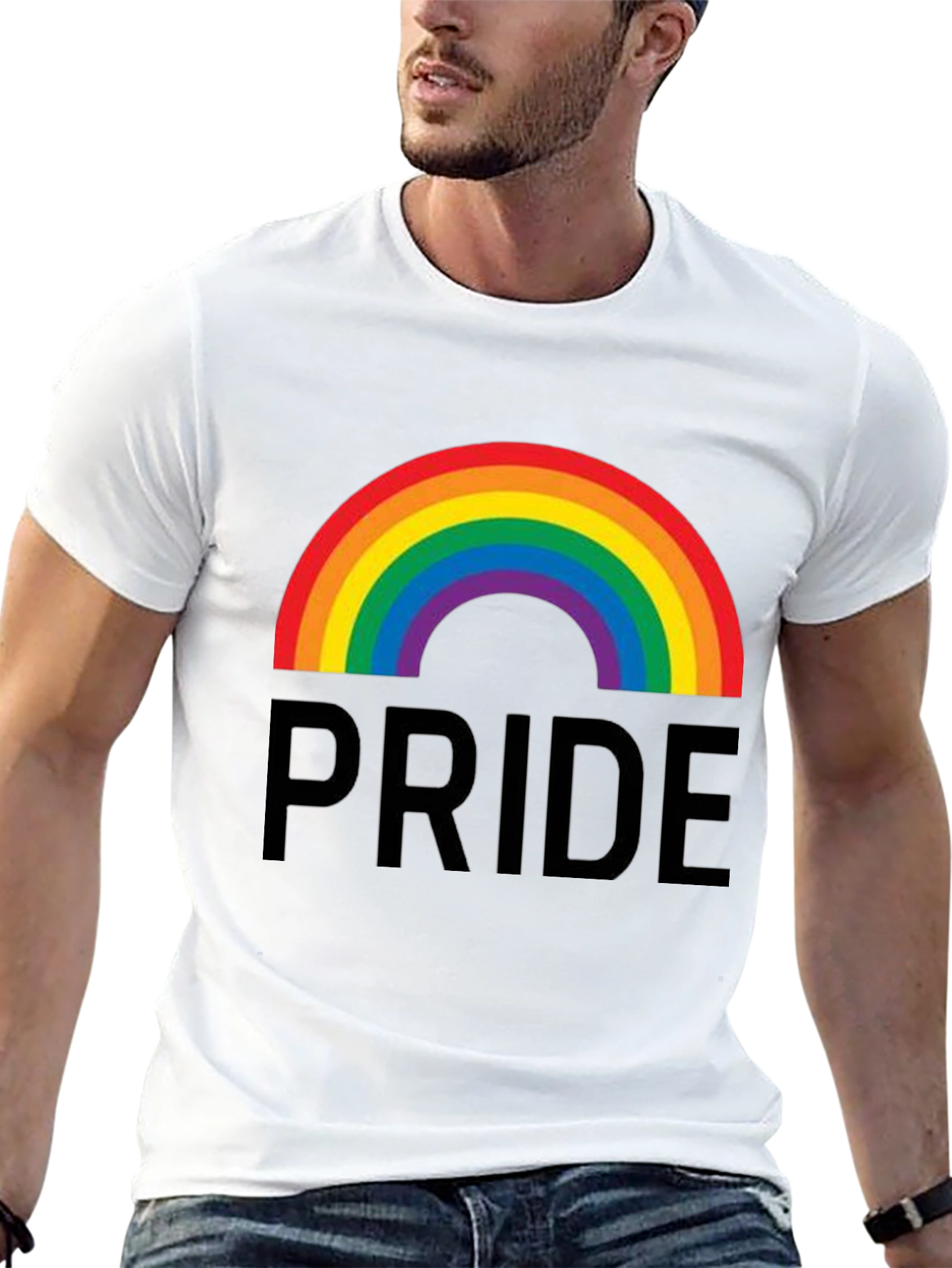Pride Rainbow Graphic Tee - Black Cotton Casual Shirt
